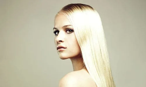 Pretty woman with long, straight blonde hair