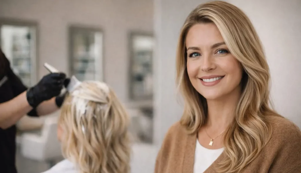 A picture of Lifestyle salons Aylesbury performing a treatment on a blonde client