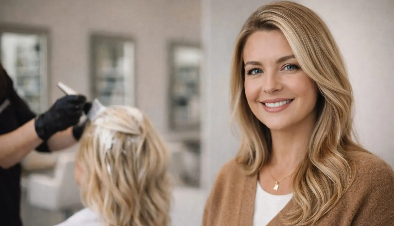 A picture of Lifestyle salons Aylesbury performing a treatment on a blonde client