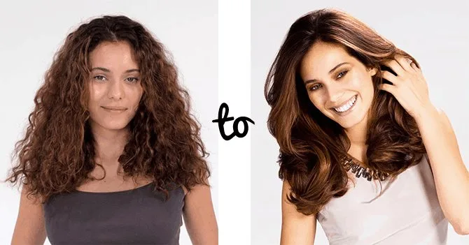 Hair Straightening Aylesbury topics a fabulous before and after picture of seemingly unmanageable wiry hair turned into beautiful sleek curls.